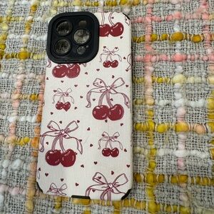 Stylish Red Cherry Pattern Phone Case - Compatible with Most Models